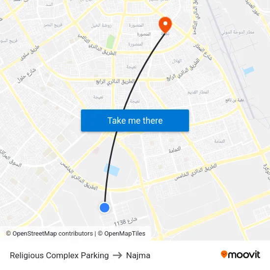 Religious Complex Parking to Najma map
