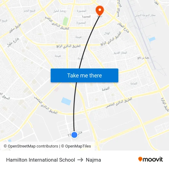 Hamilton International School to Najma map