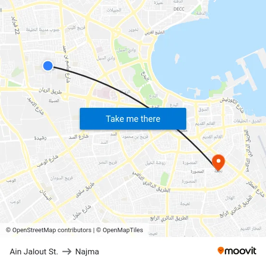Ain Jalout St. to Najma map