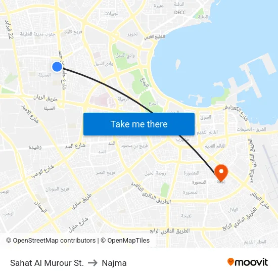 Sahat Al Murour St. to Najma map