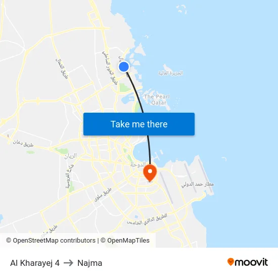 Al Kharayej 4 to Najma map