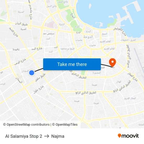 Al Salamiya Stop 2 to Najma map