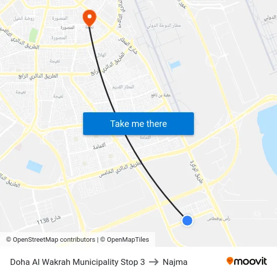 Doha Al Wakrah Municipality Stop 3 to Najma map