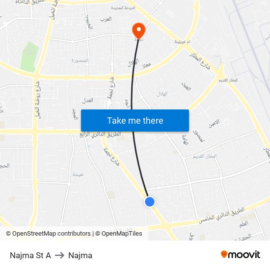 Najma St A to Najma map