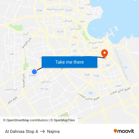 Al Dahnaa Stop A to Najma map
