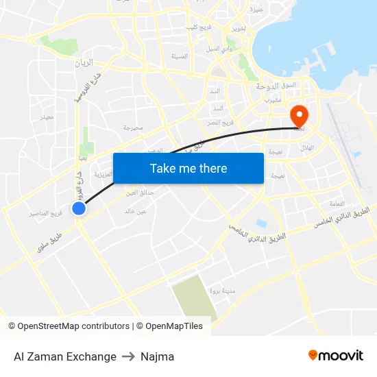 Al Zaman Exchange to Najma map