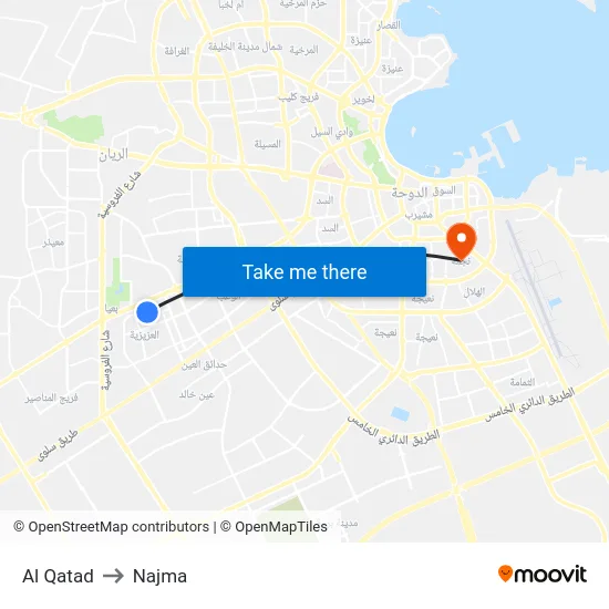 Al Qatad to Najma map