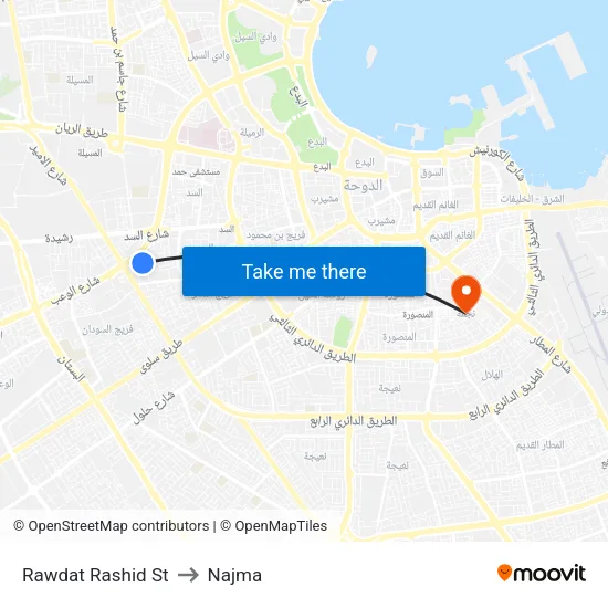 Rawdat Rashid St to Najma map