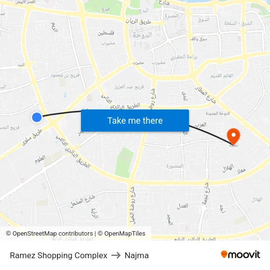 Ramez Shopping Complex to Najma map