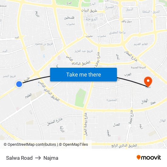 Salwa Road to Najma map