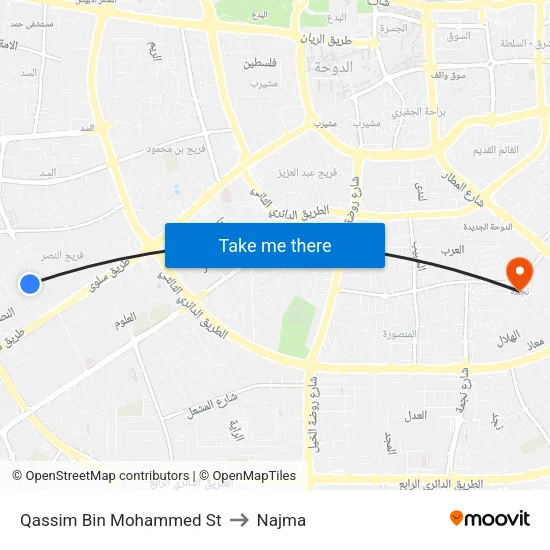 Qassim Bin Mohammed St to Najma map
