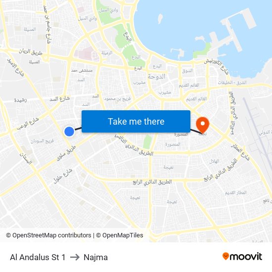 Al Andalus St 1 to Najma map