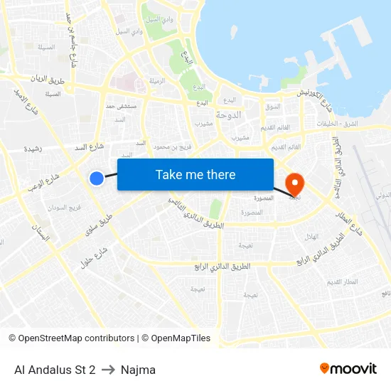 Al Andalus St 2 to Najma map