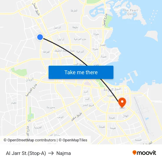Al Jarr St.(Stop-A) to Najma map