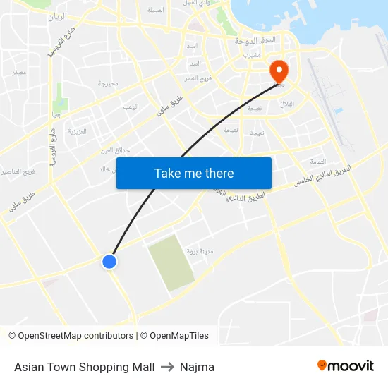 Asian Town Shopping Mall to Najma map