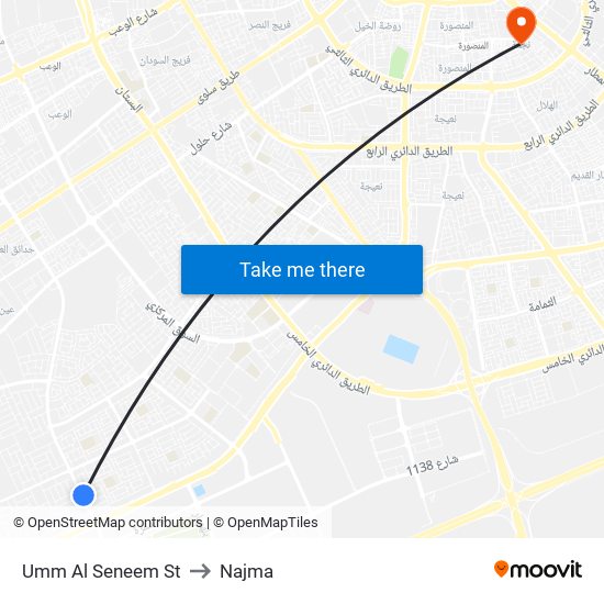 Umm Al Seneem St to Najma map
