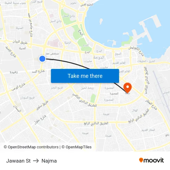 Jawaan St to Najma map