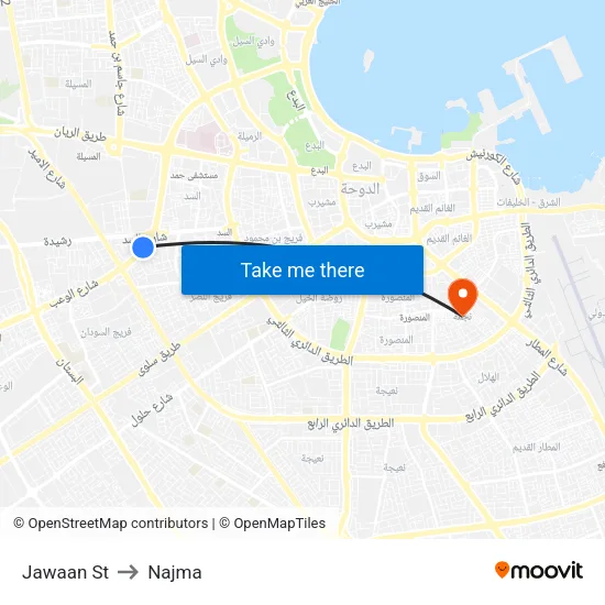 Jawaan St to Najma map