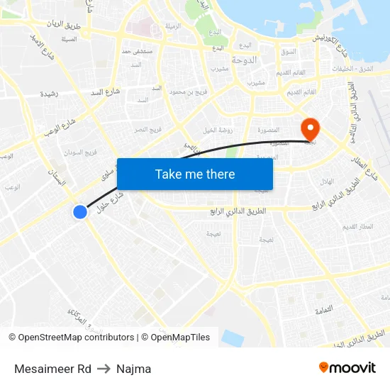 Mesaimeer Rd to Najma map