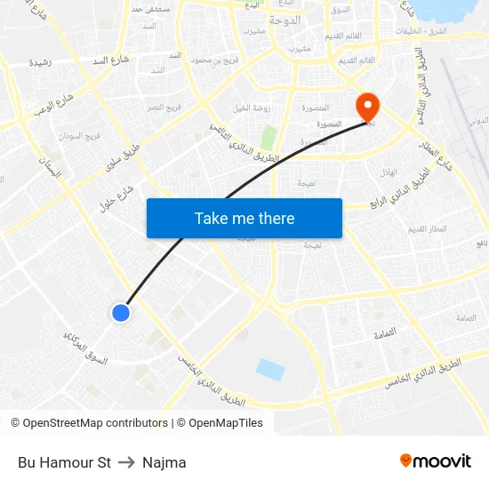 Bu Hamour St to Najma map