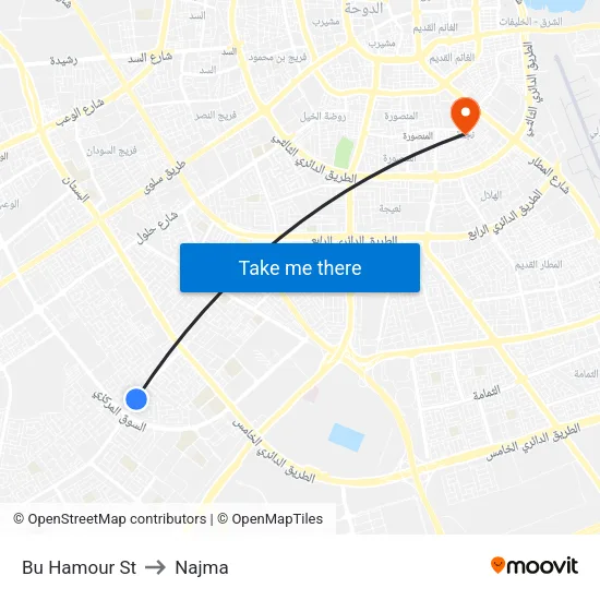 Bu Hamour St to Najma map