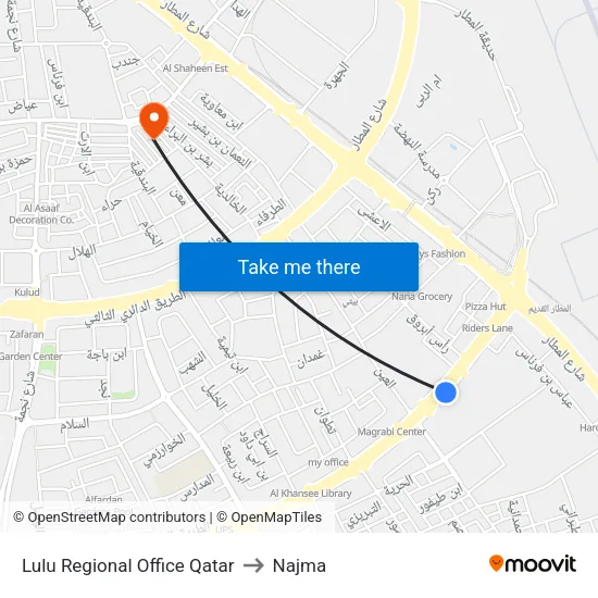 Lulu Regional Office Qatar to Najma map