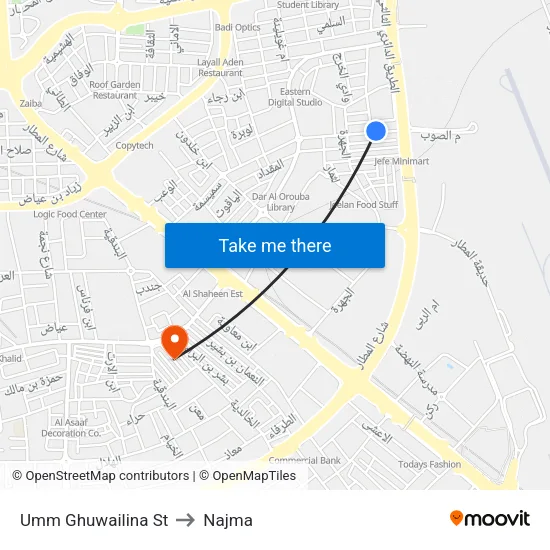 Umm Ghuwailina St to Najma map