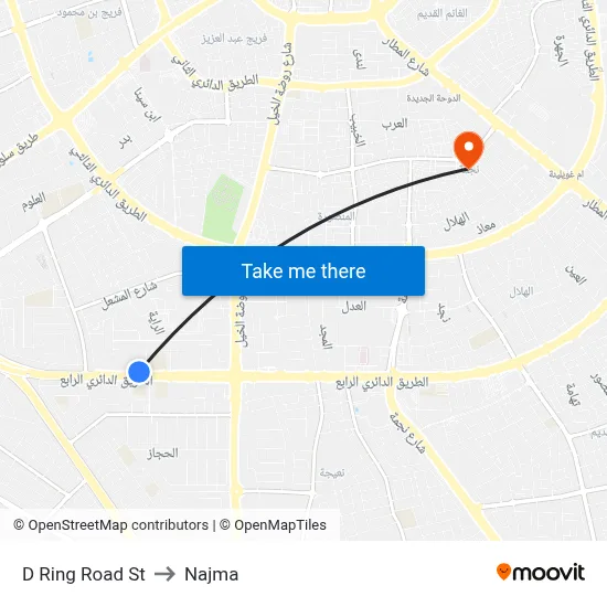 D Ring Road Street to Najma map