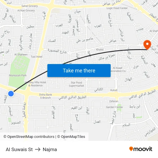 Al Suwais Street to Najma map