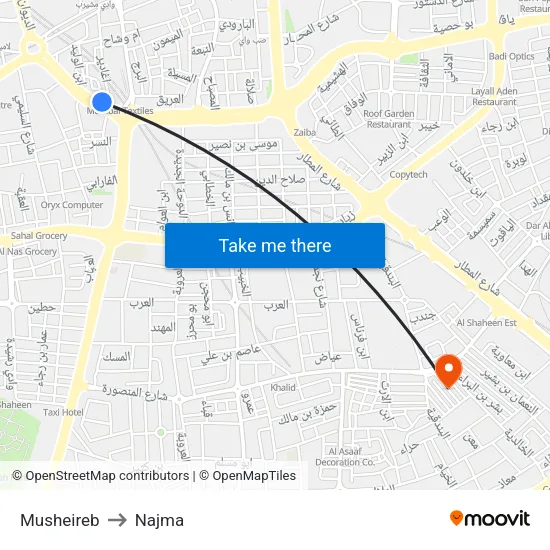 Musheireb to Najma map
