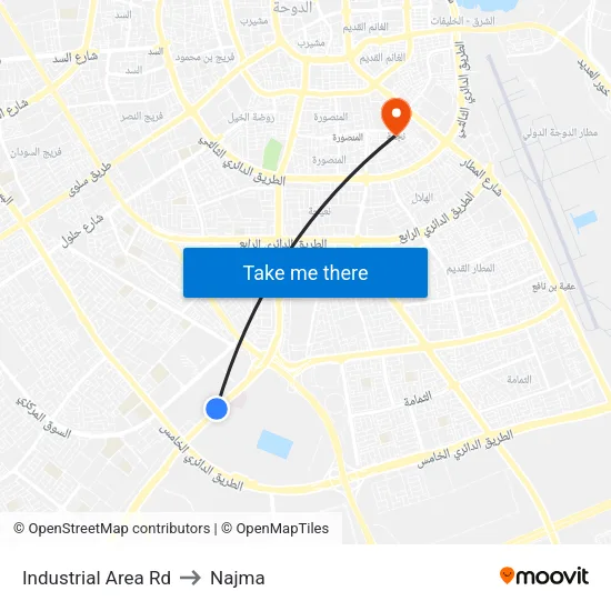 Industrial Area Rd to Najma map
