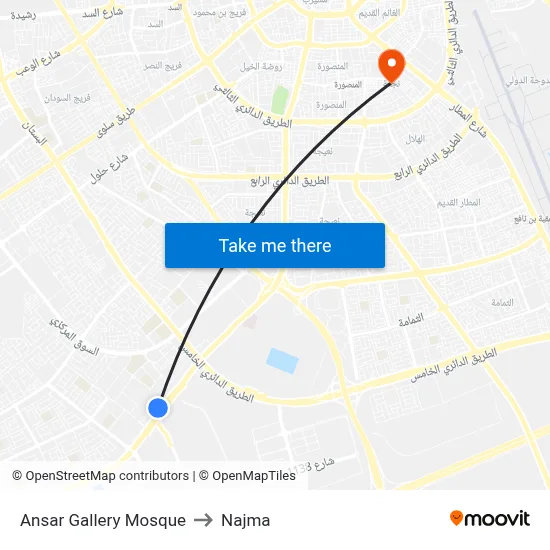 Ansar Gallery Mosque to Najma map