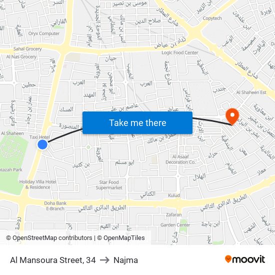 Al Mansoura Street, 34 to Najma map