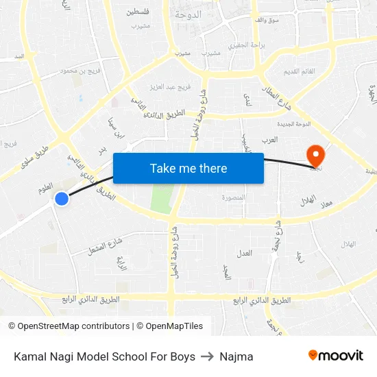 Kamal Nagi Model School For Boys to Najma map