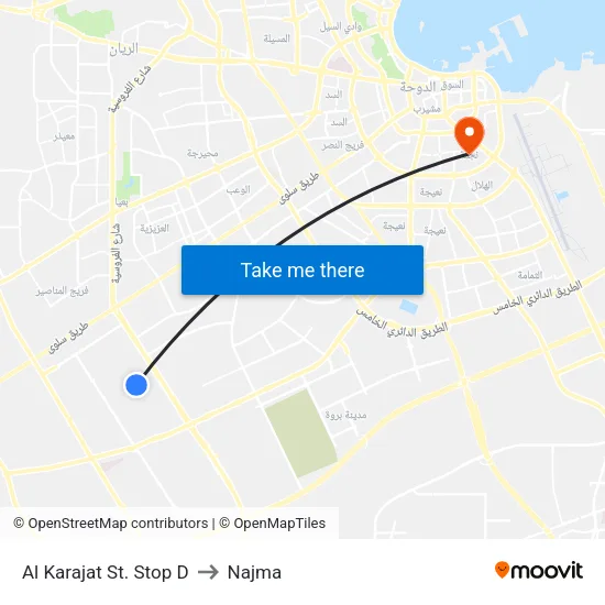 Al Karajat St. Stop D to Najma map