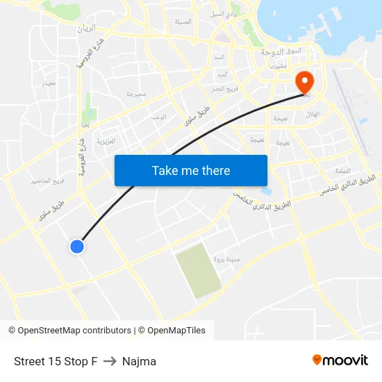 Street 15 Stop F to Najma map