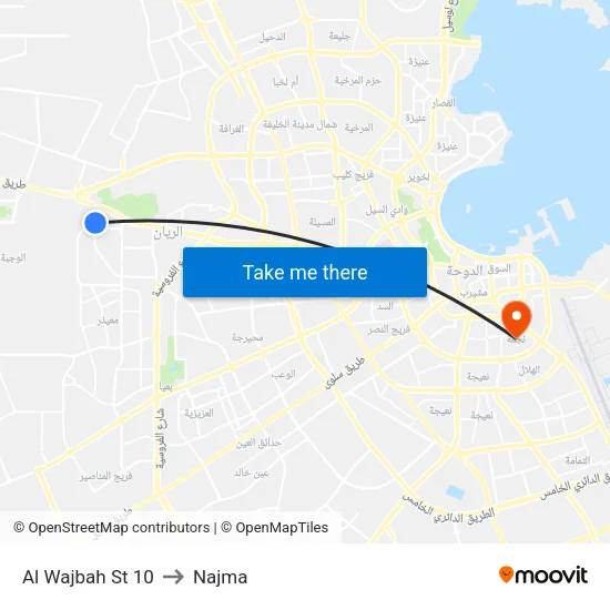 Al Wajbah St 10 to Najma map