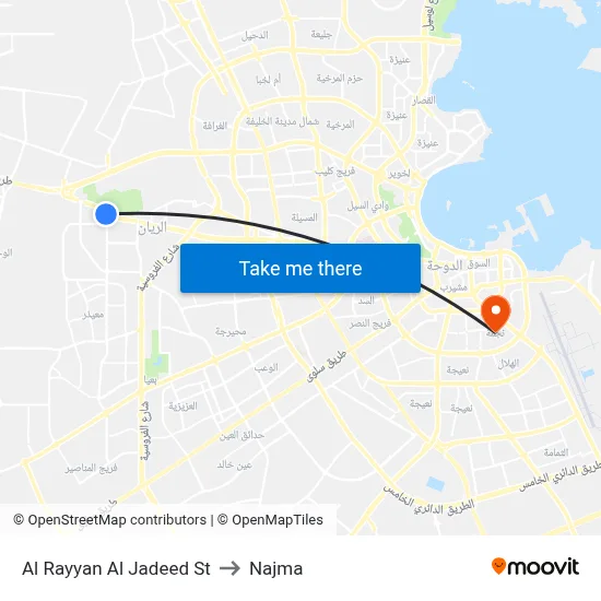 Al Rayyan Al Jadeed St to Najma map