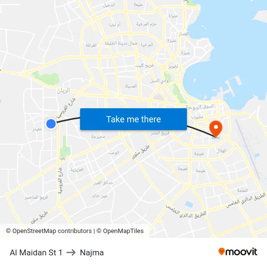 Al Maidan St 1 to Najma map