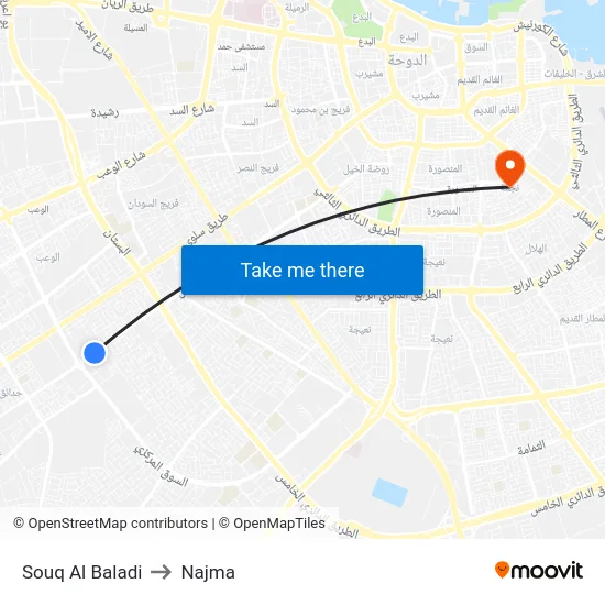 Souq Al Baladi to Najma map