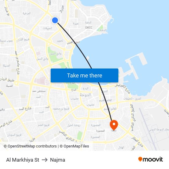 Al Markhiya St to Najma map