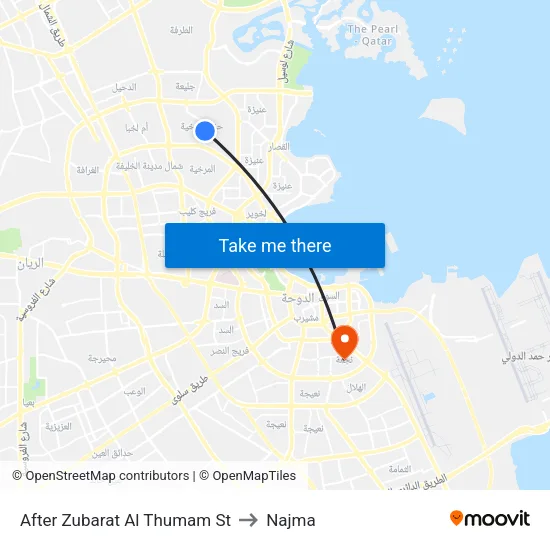 After Zubarat Al Thumam St to Najma map