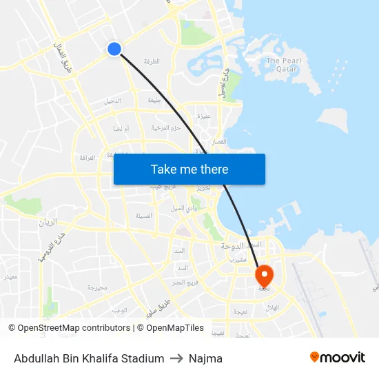 Abdullah Bin Khalifa Stadium to Najma map