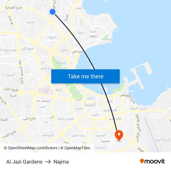 Al Jazi Gardens to Najma map