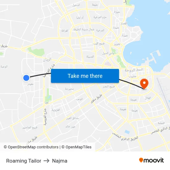 Roaming Tailor to Najma map
