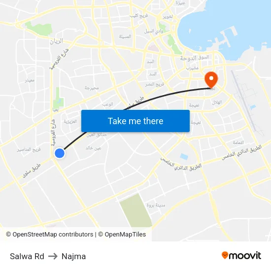 Salwa Rd to Najma map
