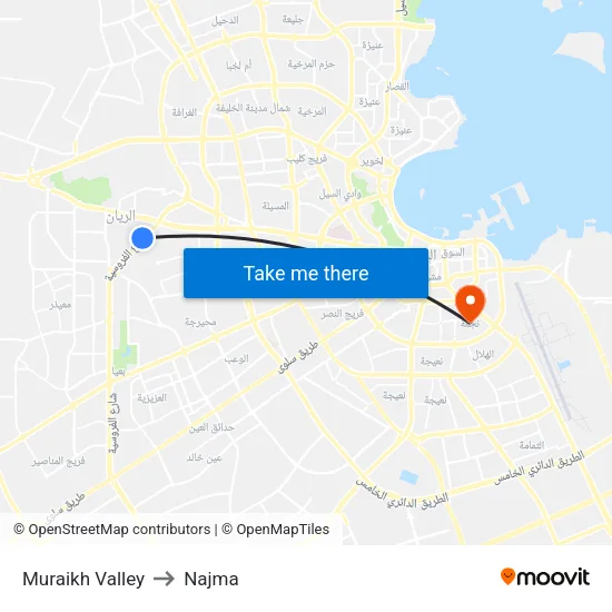 Muraikh Valley to Najma map