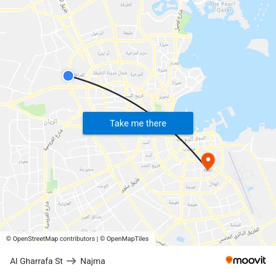 Al Gharrafa St to Najma map