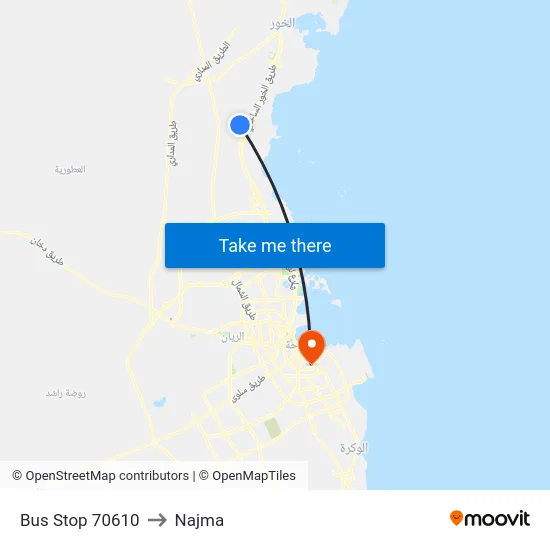 Bus Stop 70610 to Najma map