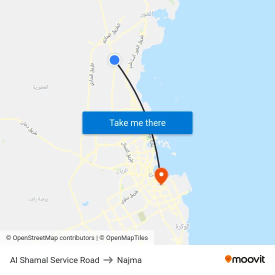 Al Shamal Service Road to Najma map